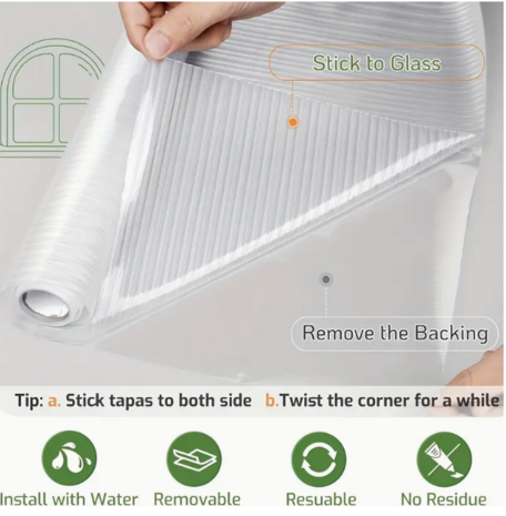 Decoratief| Premium |Statisch | Ribbelglas | Mat