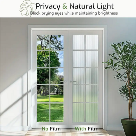 Decoratief| Premium |Statisch | Ribbelglas | Mat