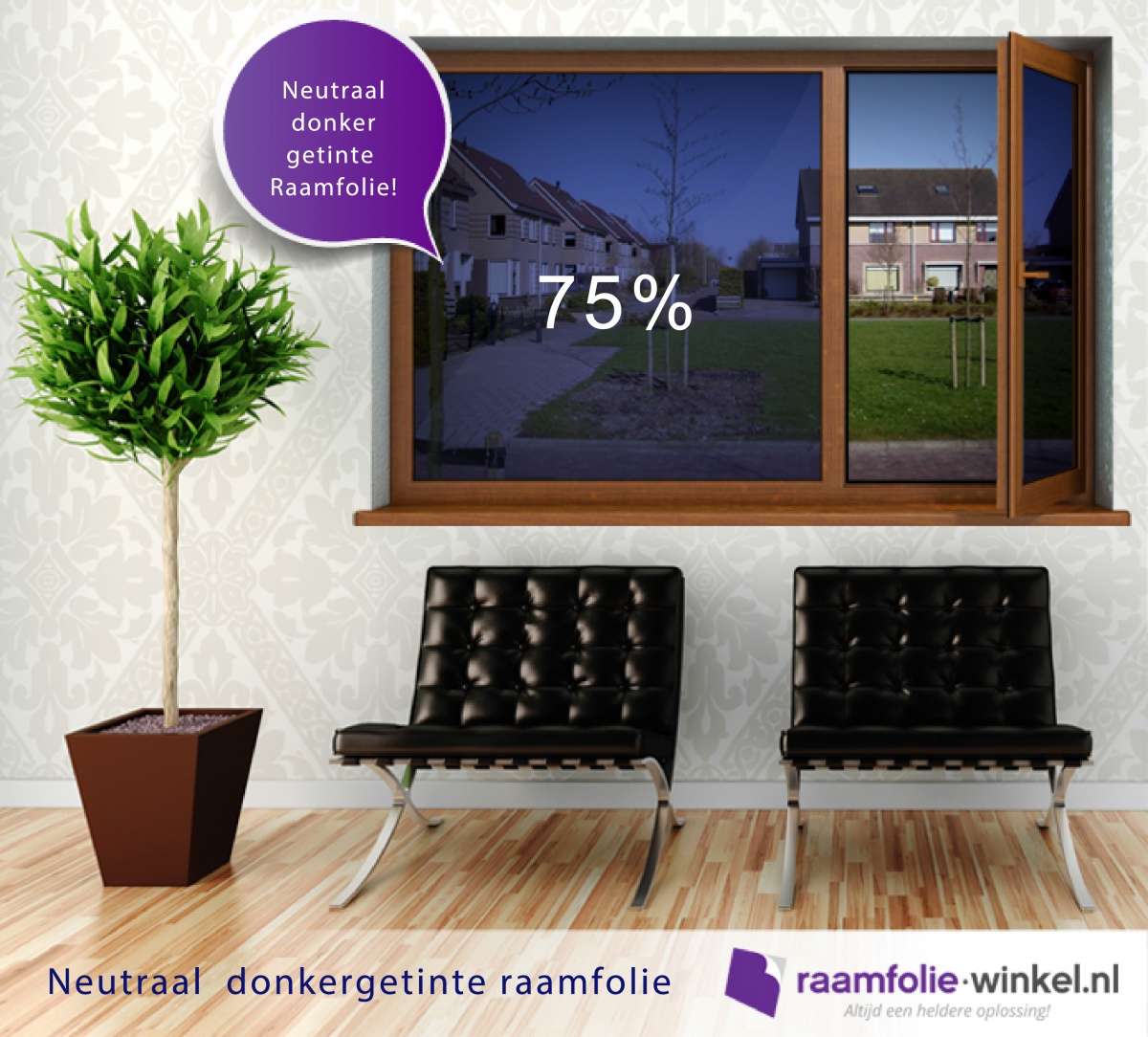 financieel ondergronds Botanist Zonwerende folie | donker getint | Met een hoge warmtewering! -  raamfolie-winkel